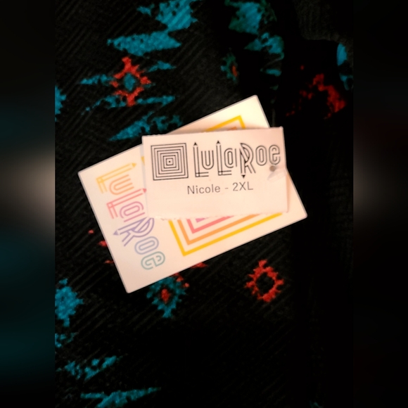 LLR Lularoe Nicole Fit & Flare Black Tribal Aztec Southwestern Plus Sz 2XL NWT - Picture 6 of 7